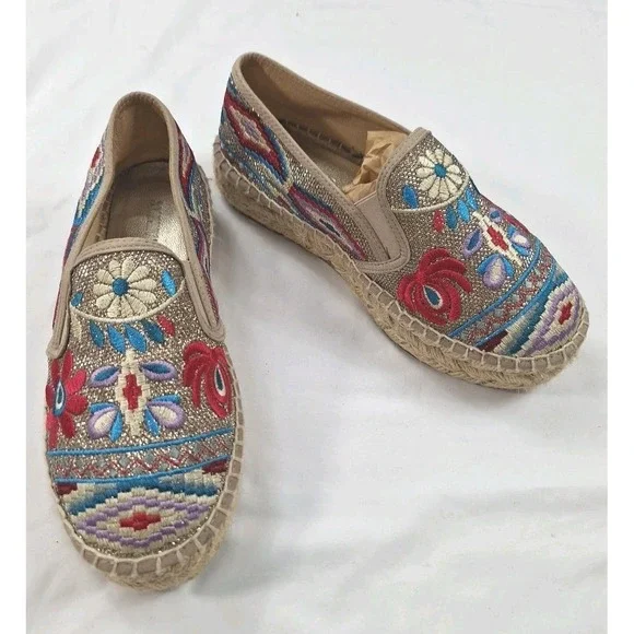 Johnny Was Floral Embroidered Platform Espadrilles‎ Shoes Size EU 39 US 8.5 - Picture 2 of 7